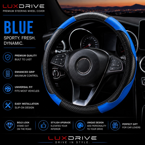 LuxDrive Carbon Fiber Sport Car Steering Wheel Cover