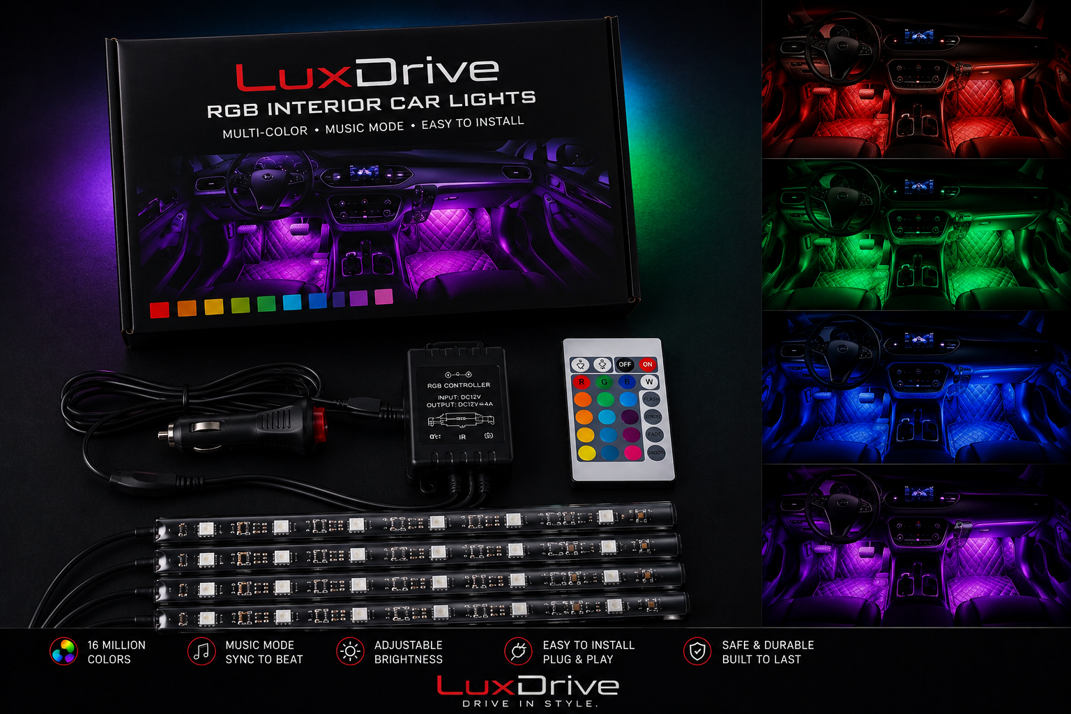 LuxDrive RGB Interior Car Lights